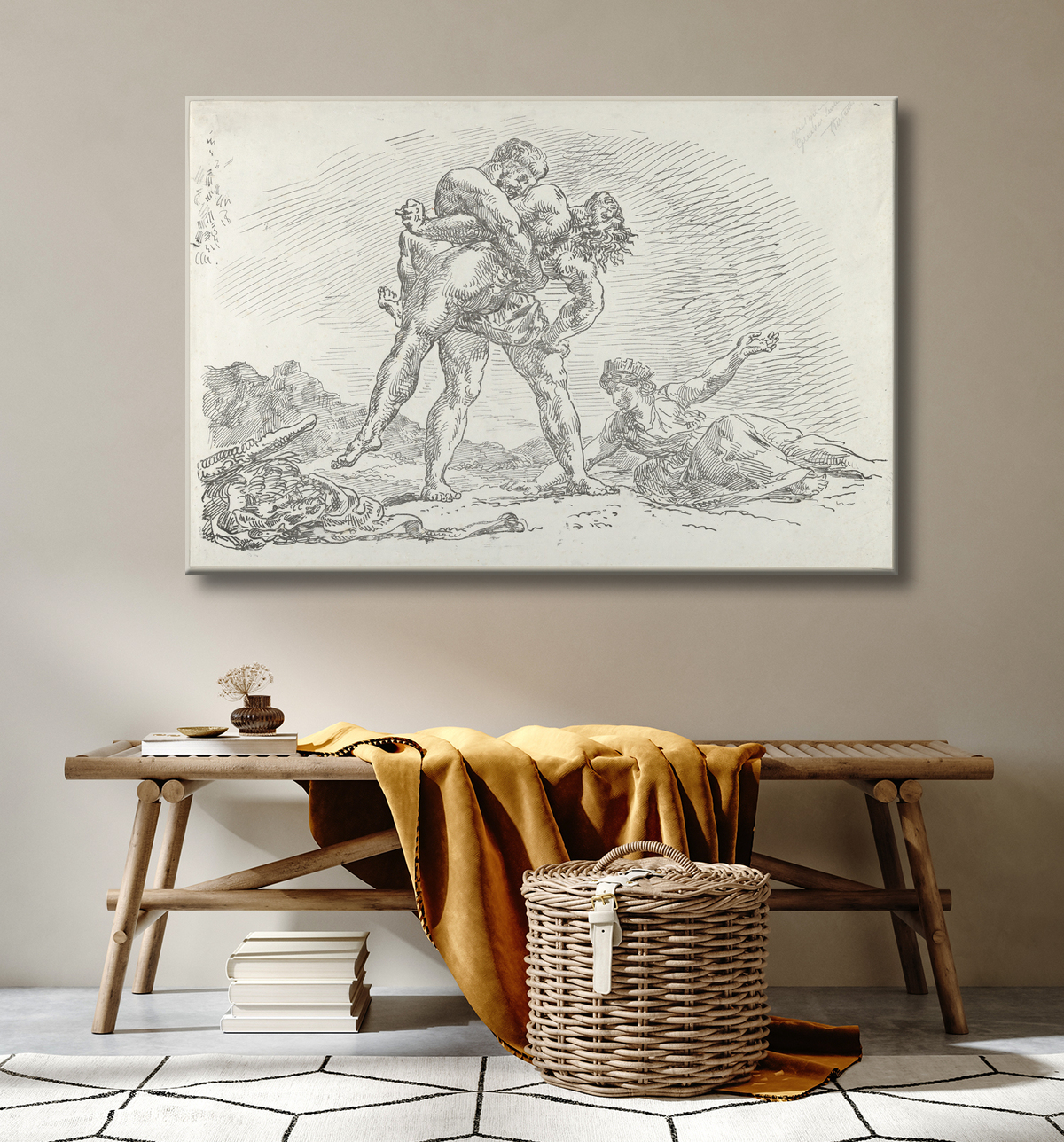 Reproduction Hercule et Antée de Eugène Delacroix avec decor
