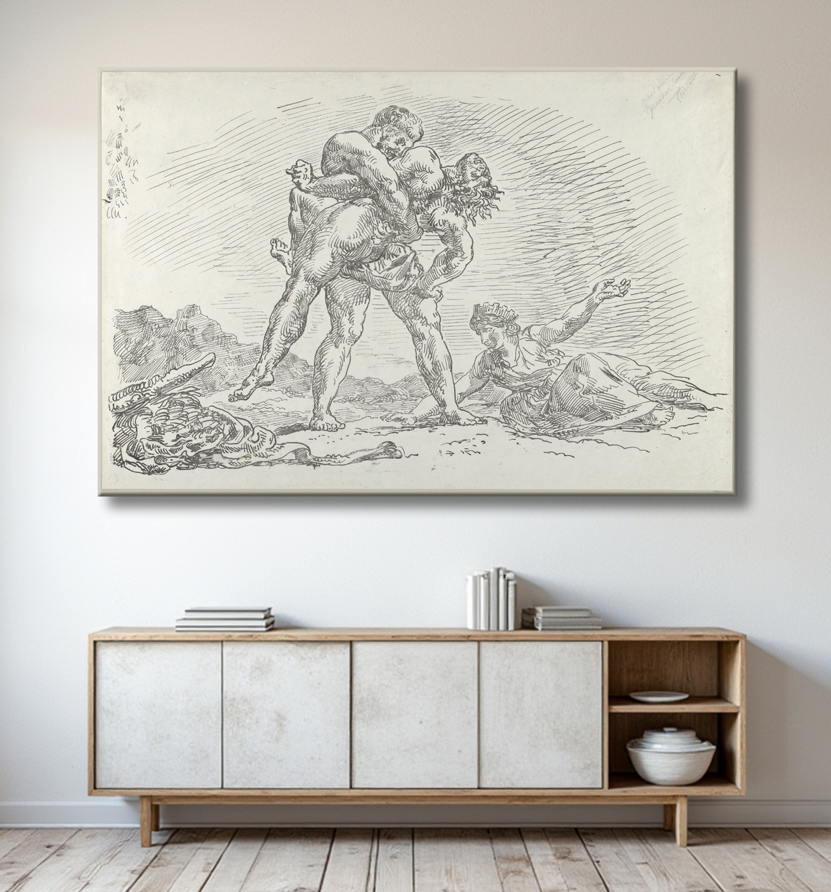 Reproduction Hercule et Antée de Eugène Delacroix avec decor