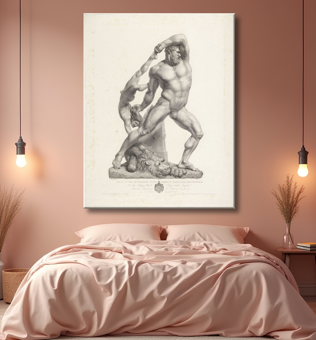 Reproduction Hercule et Lichas de Giovanni Folo avec decor