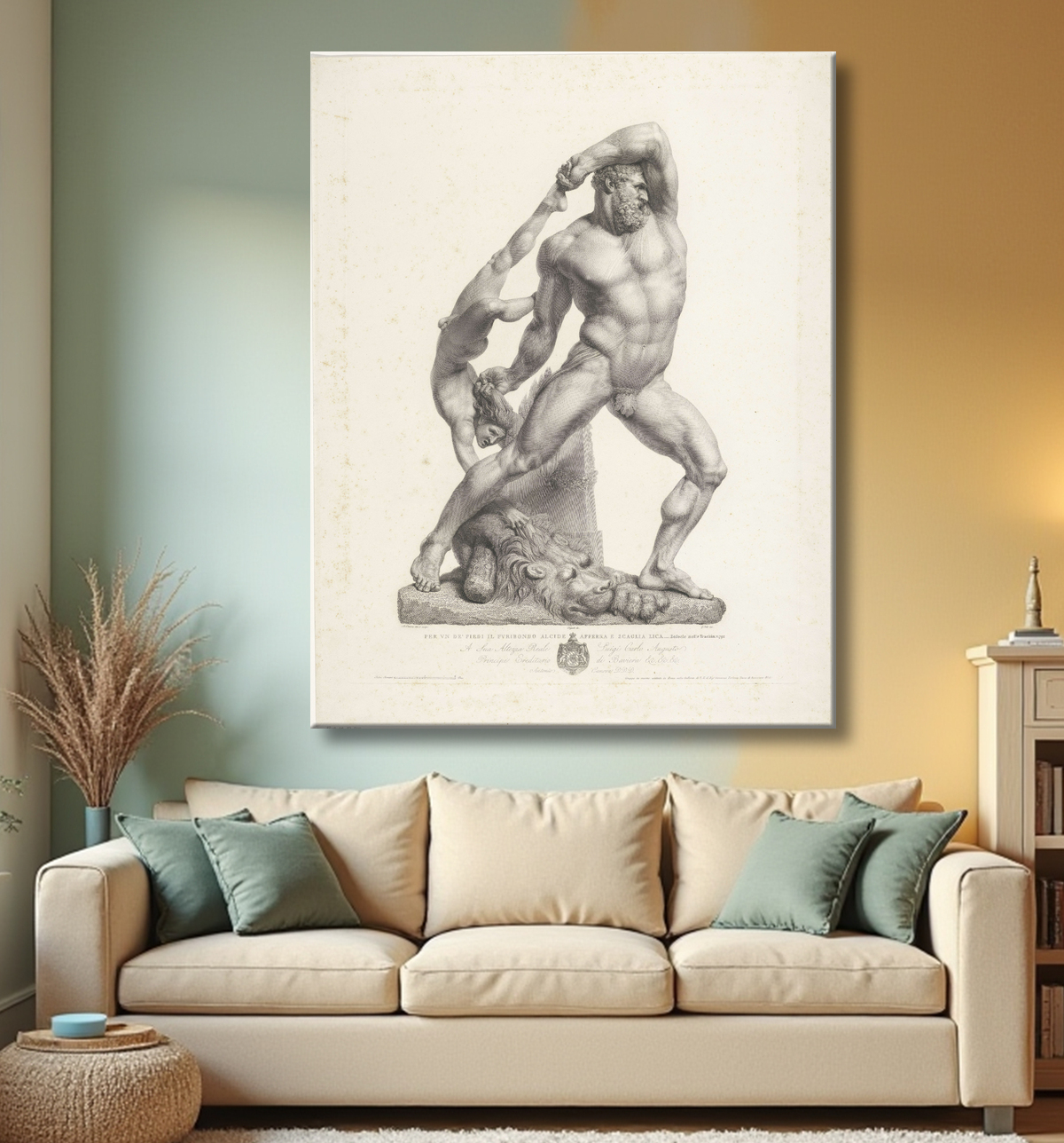 Reproduction Hercule et Lichas de Giovanni Folo avec decor