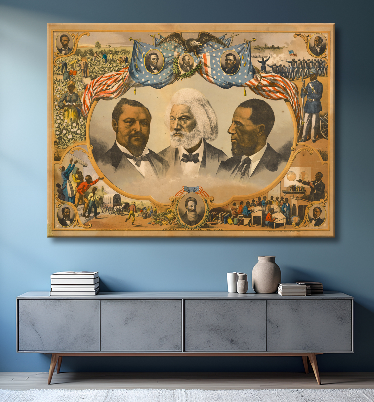 Poster premium d’art fabriqué en France ou toile fine art. Héros de la race colorée...