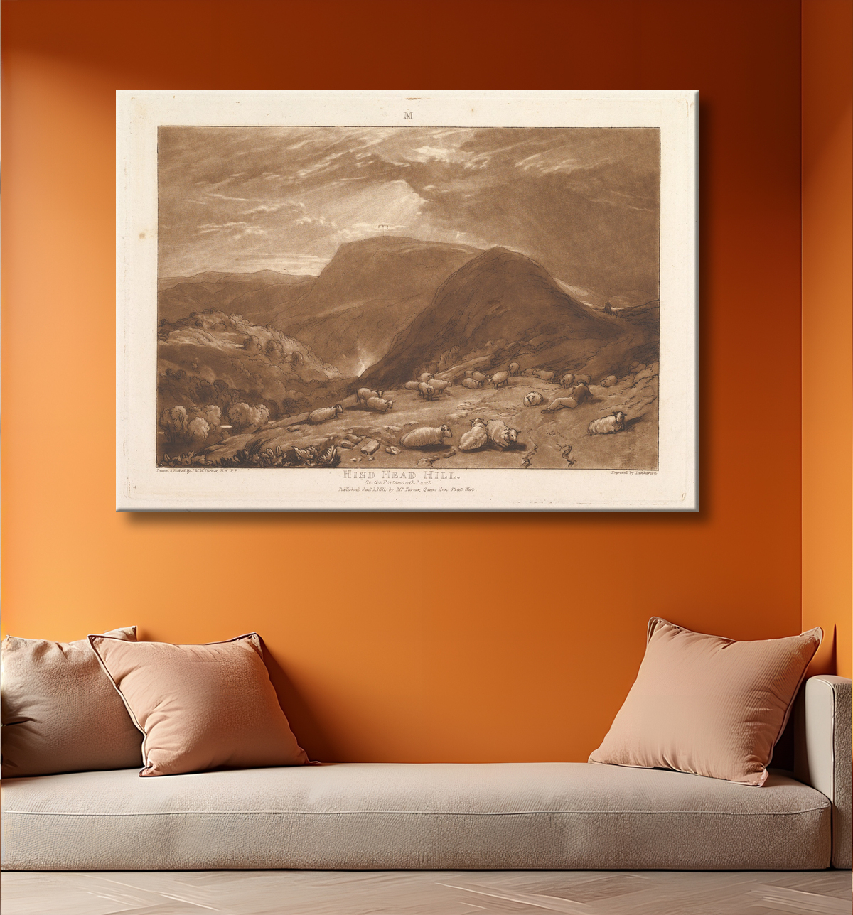 Reproduction Hind Head Hill, sur la route de Portsmouth (Liber Studiorum, partie V, planche 25) de Joseph Mallord William Turner avec decor