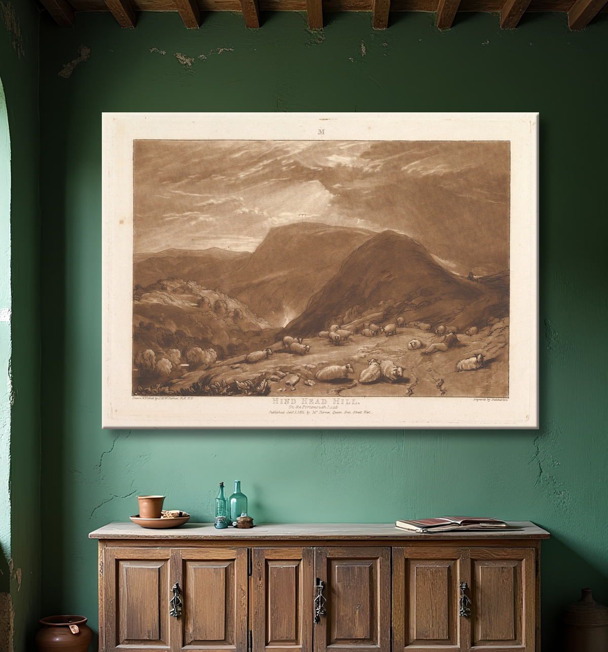 Reproduction Hind Head Hill, sur la route de Portsmouth (Liber Studiorum, partie V, planche 25) de Joseph Mallord William Turner avec decor