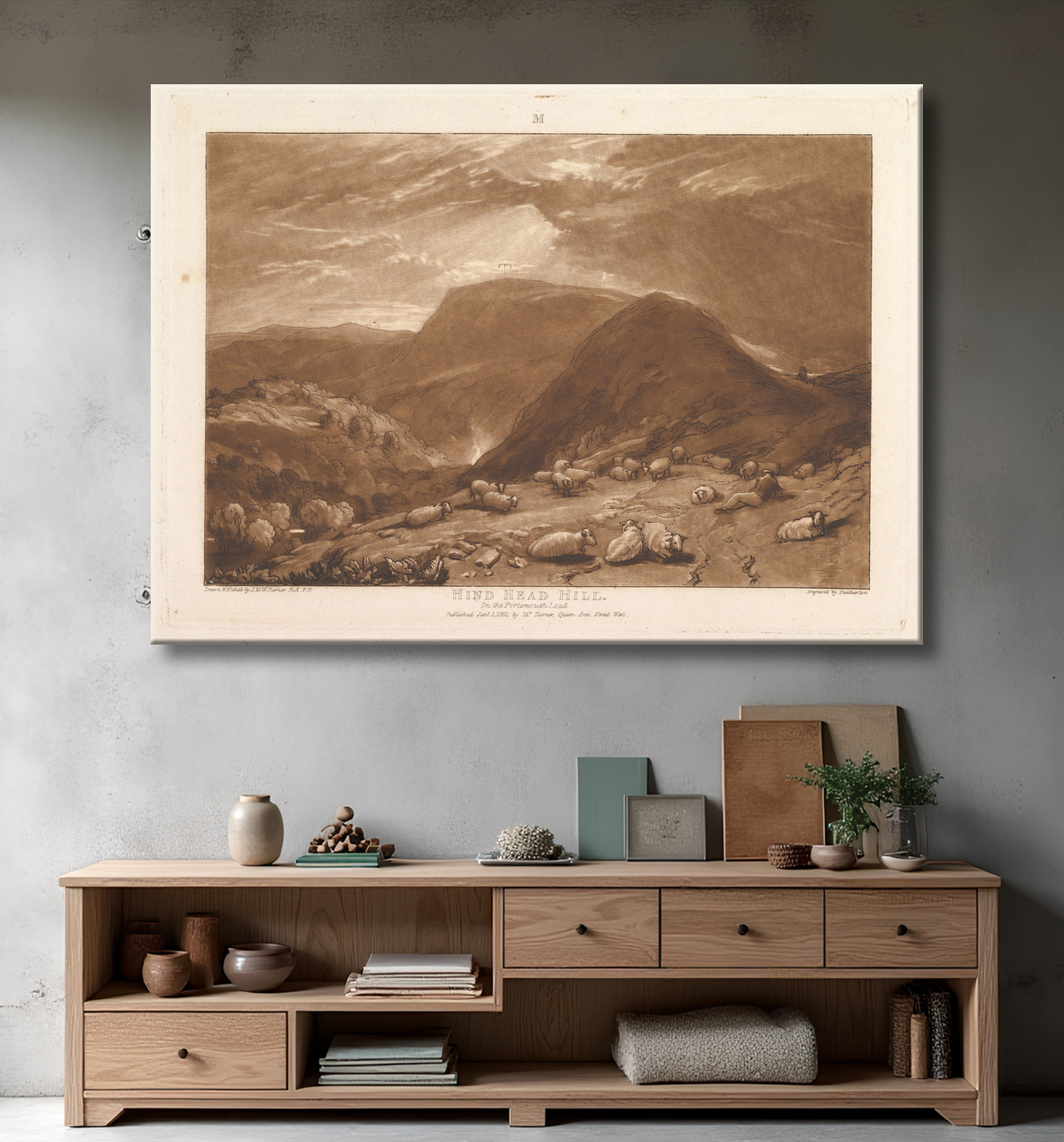 Reproduction Hind Head Hill, sur la route de Portsmouth (Liber Studiorum, partie V, planche 25) de Joseph Mallord William Turner avec decor
