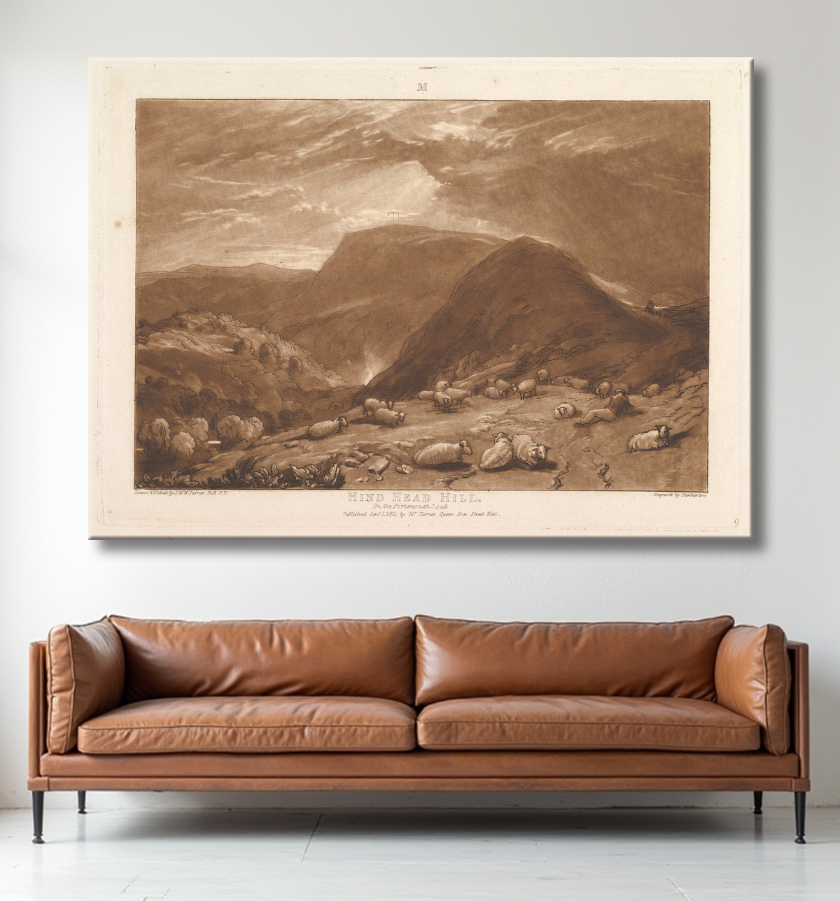 Reproduction Hind Head Hill, sur la route de Portsmouth (Liber Studiorum, partie V, planche 25) de Joseph Mallord William Turner avec decor