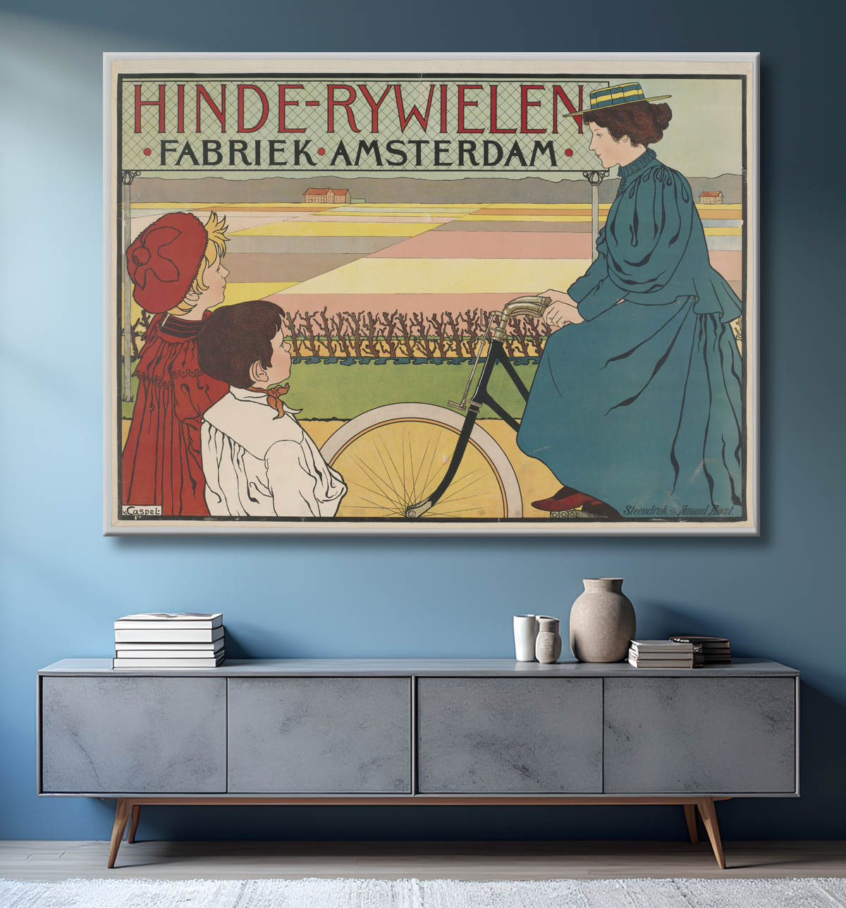 Reproduction Hinde-Bicycles Factory Amsterdam de Johann Georg van Caspel avec decor