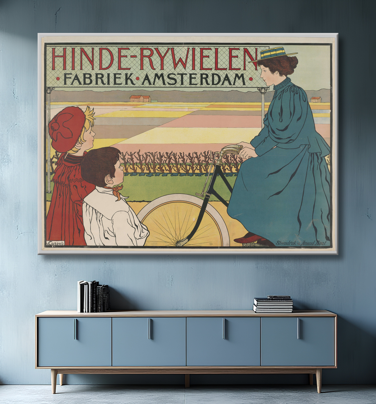 Reproduction Hinde-Bicycles Factory Amsterdam de Johann Georg van Caspel avec decor
