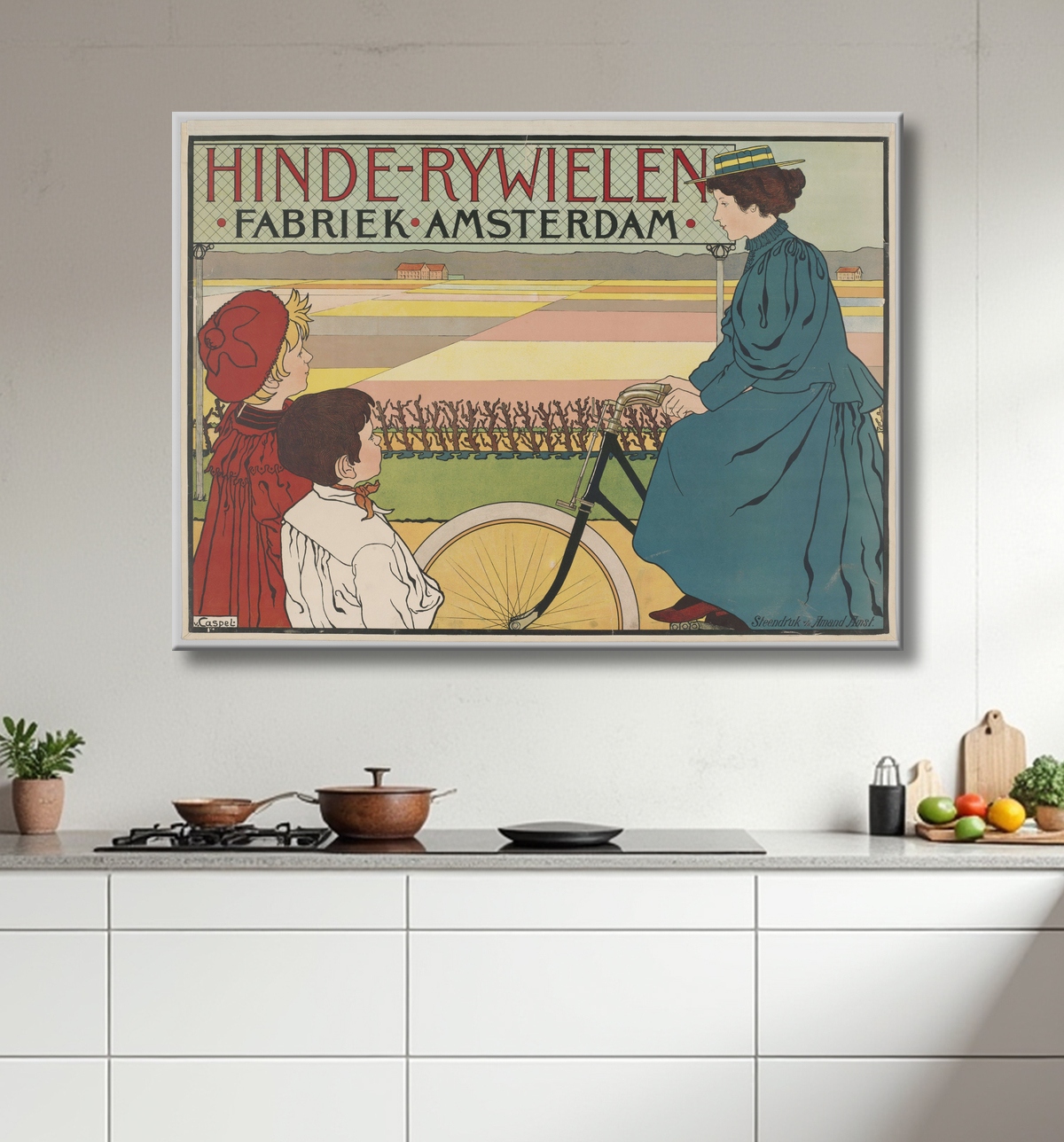 Reproduction Hinde-Bicycles Factory Amsterdam de Johann Georg van Caspel avec decor