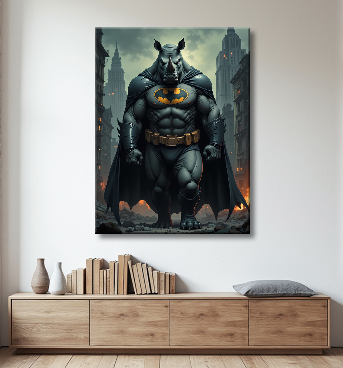 Tableau rhinocéros super-héros | Décoration urbaine et expressive avec decor