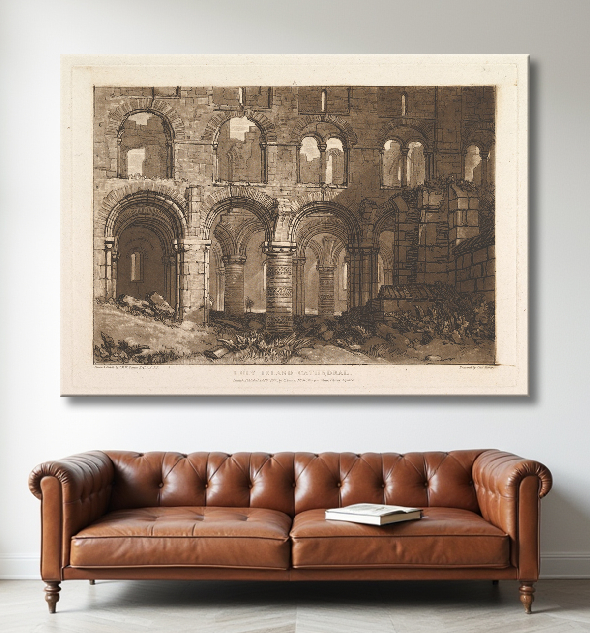 Reproduction Holy Island Cathedral (The Book Studies, Partie 3, planche 11) de Joseph Mallord William Turner avec decor