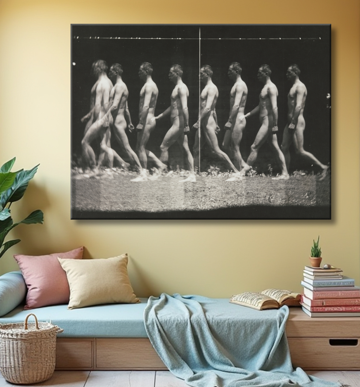 Reproduction [Homme qui marche, photographie "stroboscopique"] de Thomas Eakins avec decor
