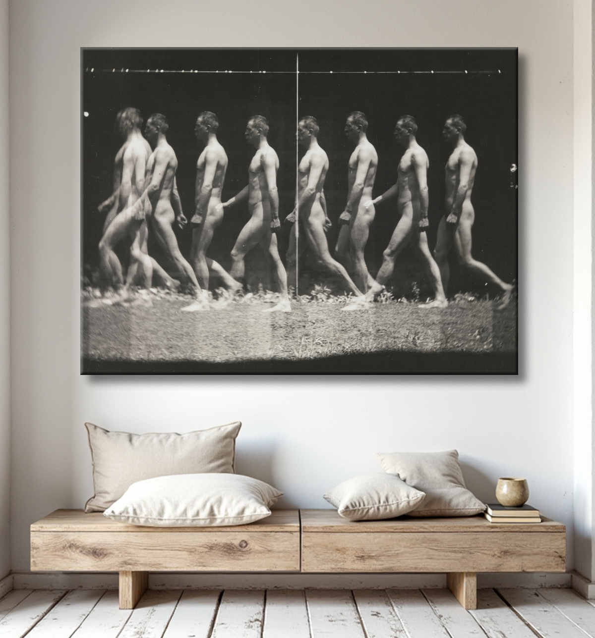 Reproduction [Homme qui marche, photographie "stroboscopique"] de Thomas Eakins avec decor