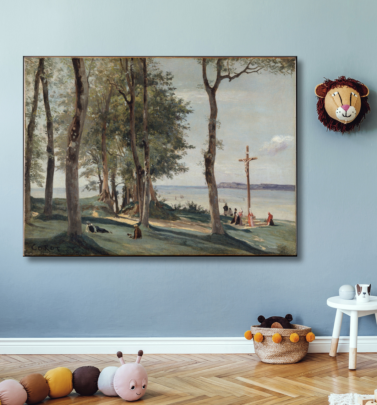 Reproduction Honfleur: Calvary de Camille Corot avec decor