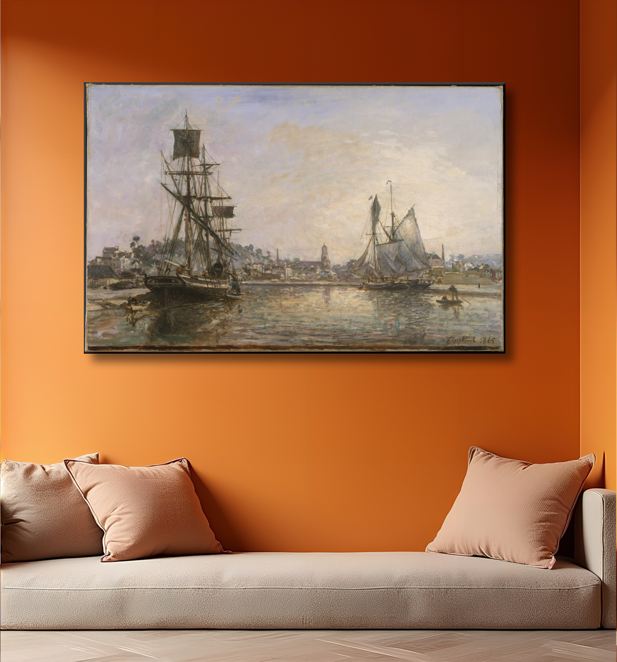 Reproduction Honfleur de Johan Barthold Jongkind avec decor