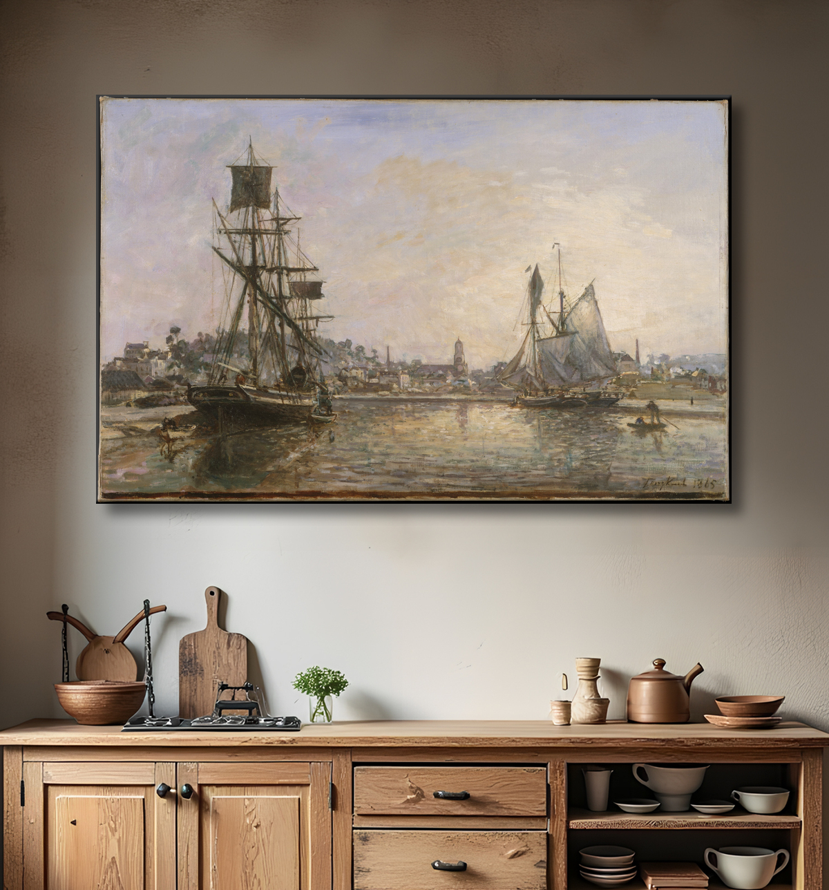 Reproduction Honfleur de Johan Barthold Jongkind avec decor