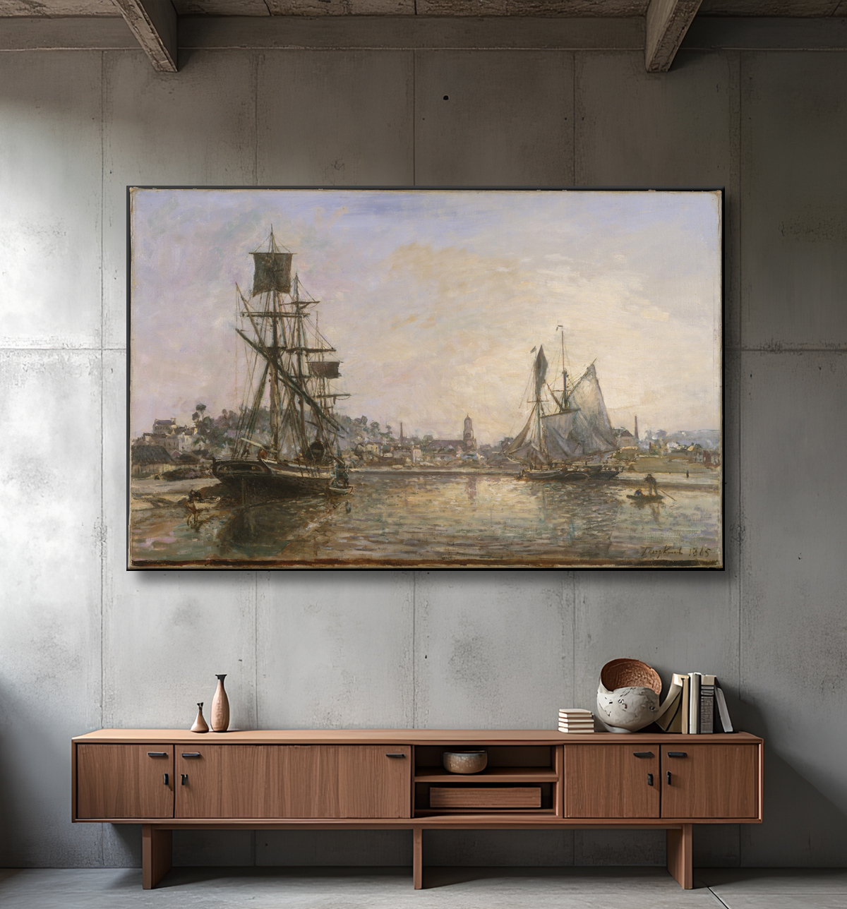 Reproduction Honfleur de Johan Barthold Jongkind avec decor