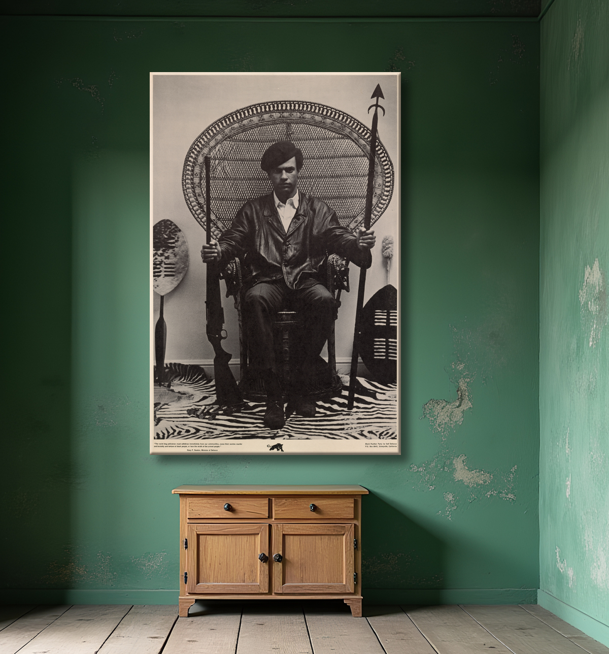 Reproduction Huey Newton de Unidentified Artist avec decor
