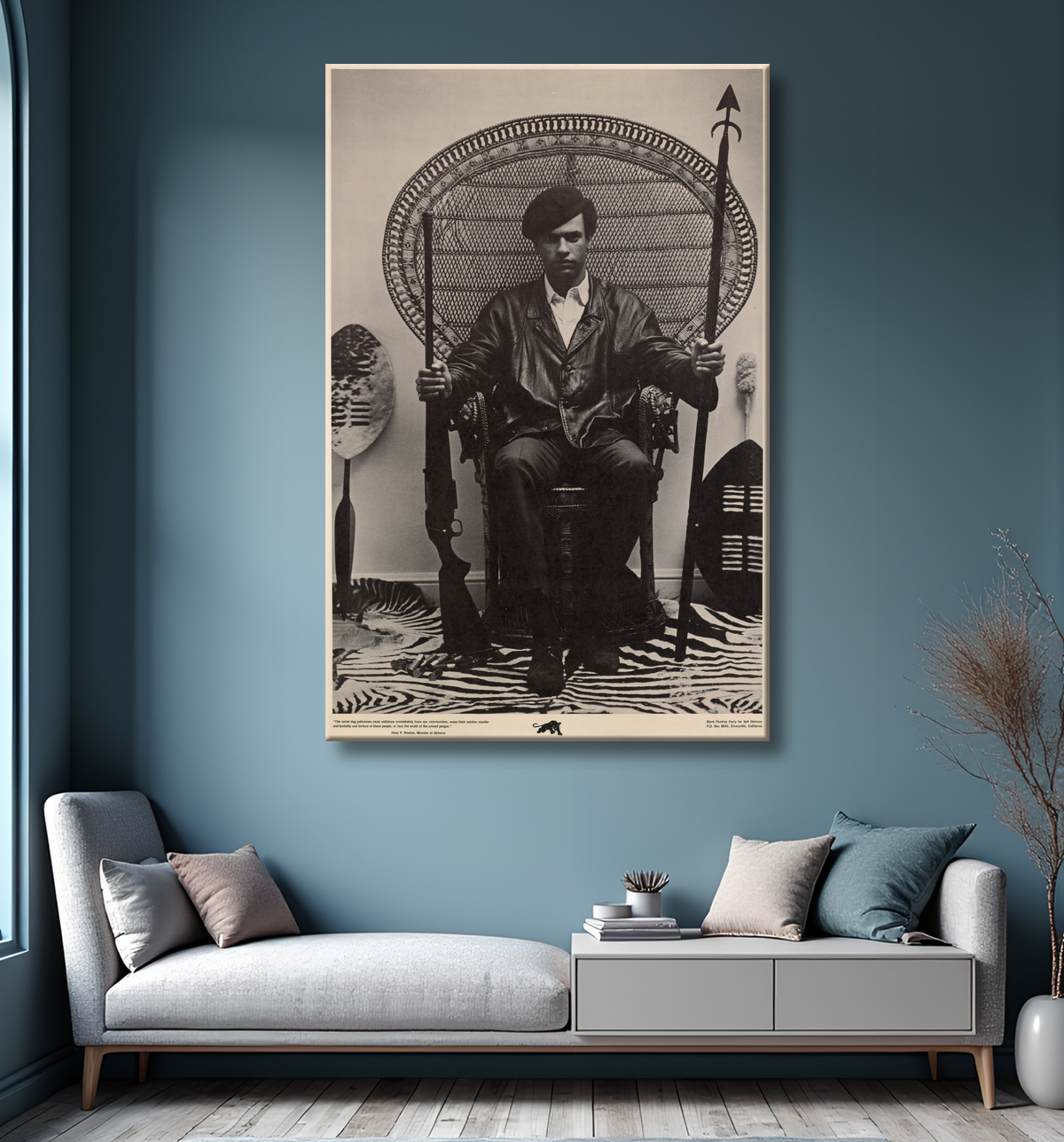 Reproduction Huey Newton de Unidentified Artist avec decor