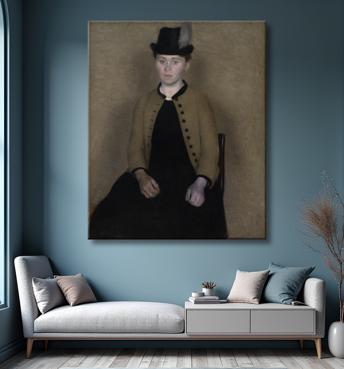 Reproduction Ida Ilsted, plus tard la femme de l'artiste de Hammershøi, Vilhelm avec decor