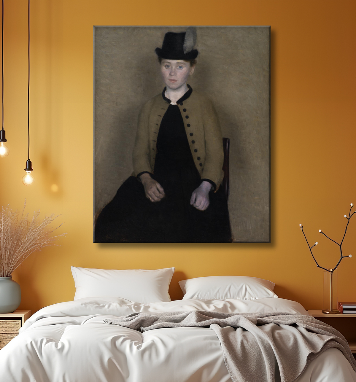 Reproduction Ida Ilsted, plus tard la femme de l'artiste de Hammershøi, Vilhelm avec decor