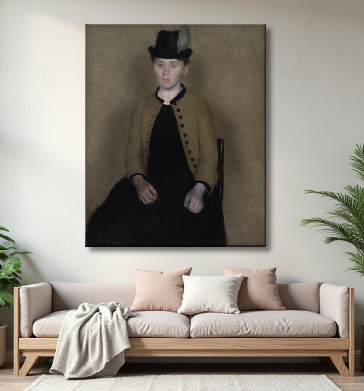 Reproduction Ida Ilsted, plus tard la femme de l'artiste de Hammershøi, Vilhelm avec decor