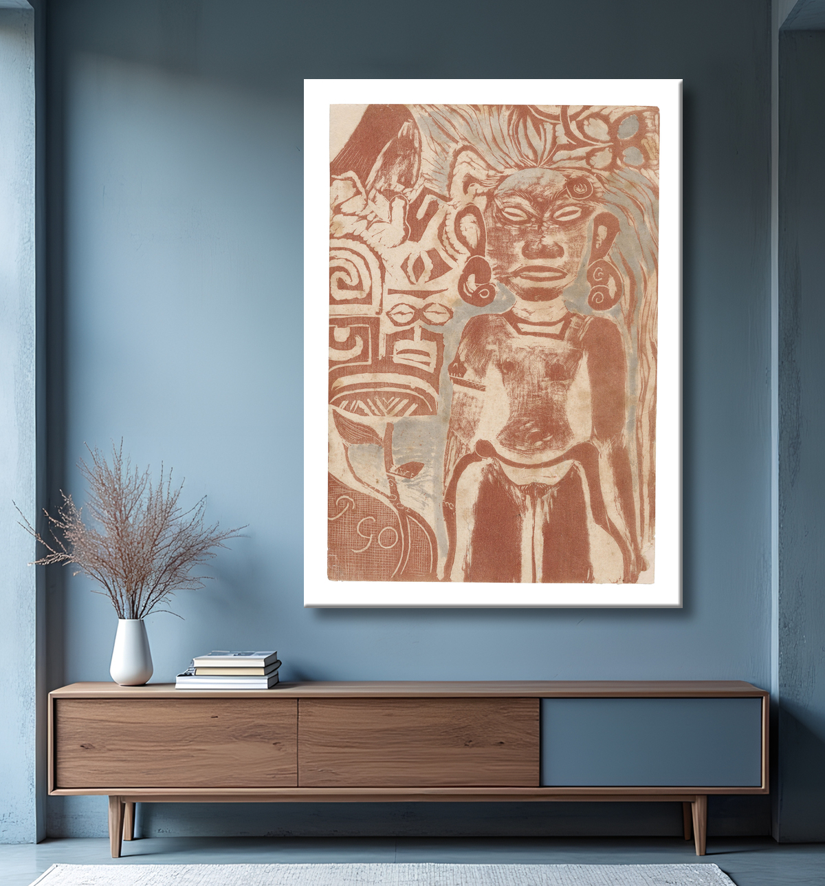 Reproduction Idole tahitienne - la déesse Hina de Paul Gauguin avec decor