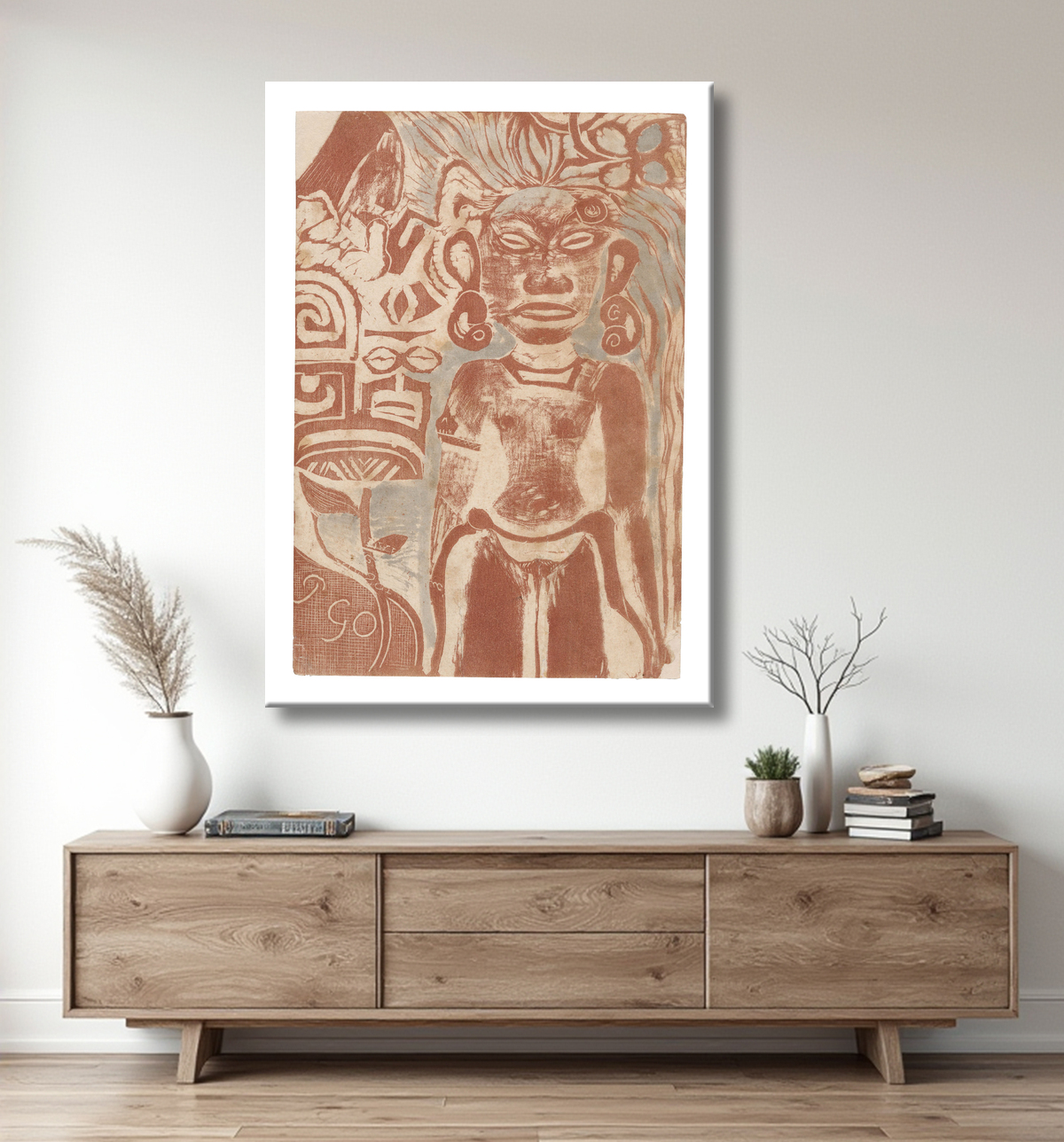 Reproduction Idole tahitienne - la déesse Hina de Paul Gauguin avec decor