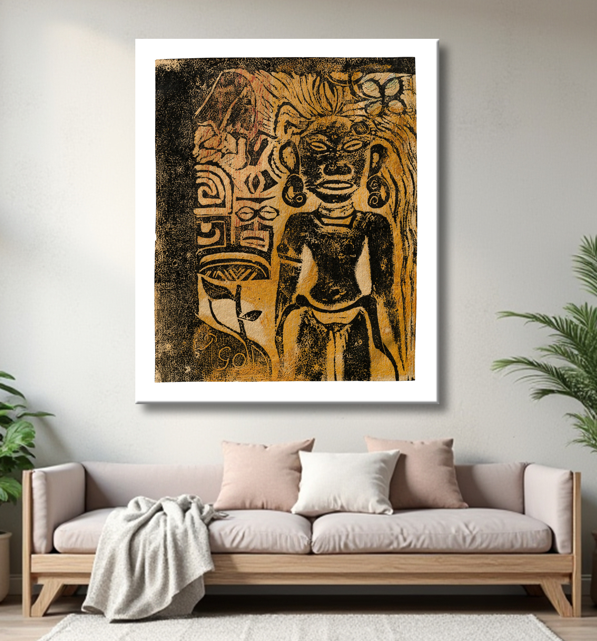 Reproduction Idole tahitienne - la déesse Hina de Paul Gauguin avec decor