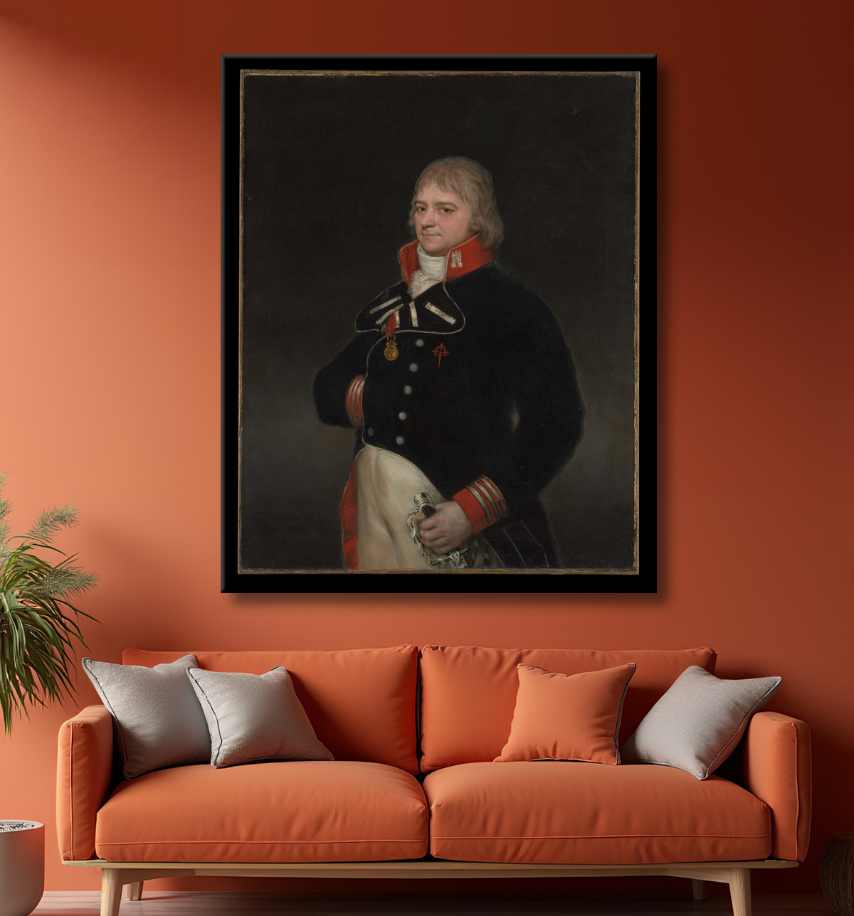 Reproduction Ignacio Garcini y Queralt (1752-1825), brigadier du génie de Goya (Francisco de Goya y Lucientes) avec decor