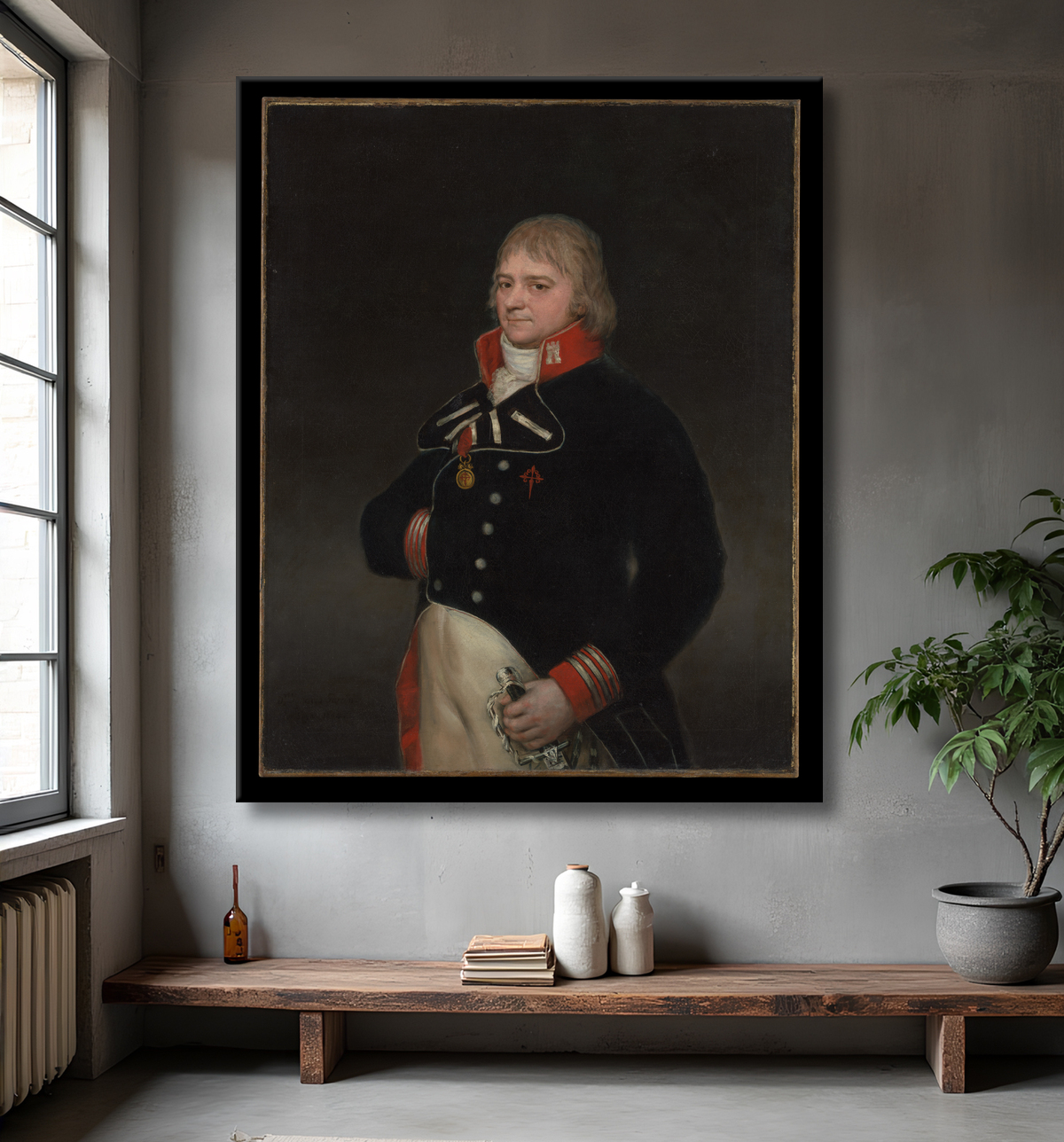 Reproduction Ignacio Garcini y Queralt (1752-1825), brigadier du génie de Goya (Francisco de Goya y Lucientes) avec decor