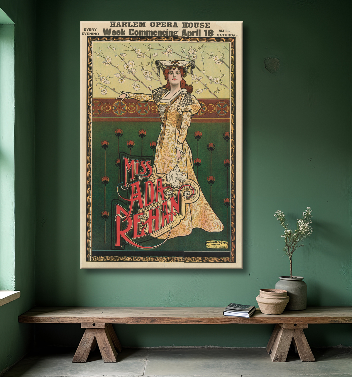 Reproduction Il y a Rehan de David Allen & Sons Ltd. Lithography Company, active c. 1890s - 1920s avec decor