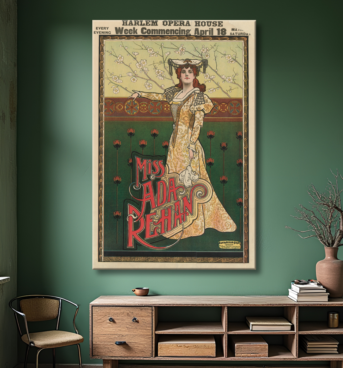 Reproduction Il y a Rehan de David Allen & Sons Ltd. Lithography Company, active c. 1890s - 1920s avec decor