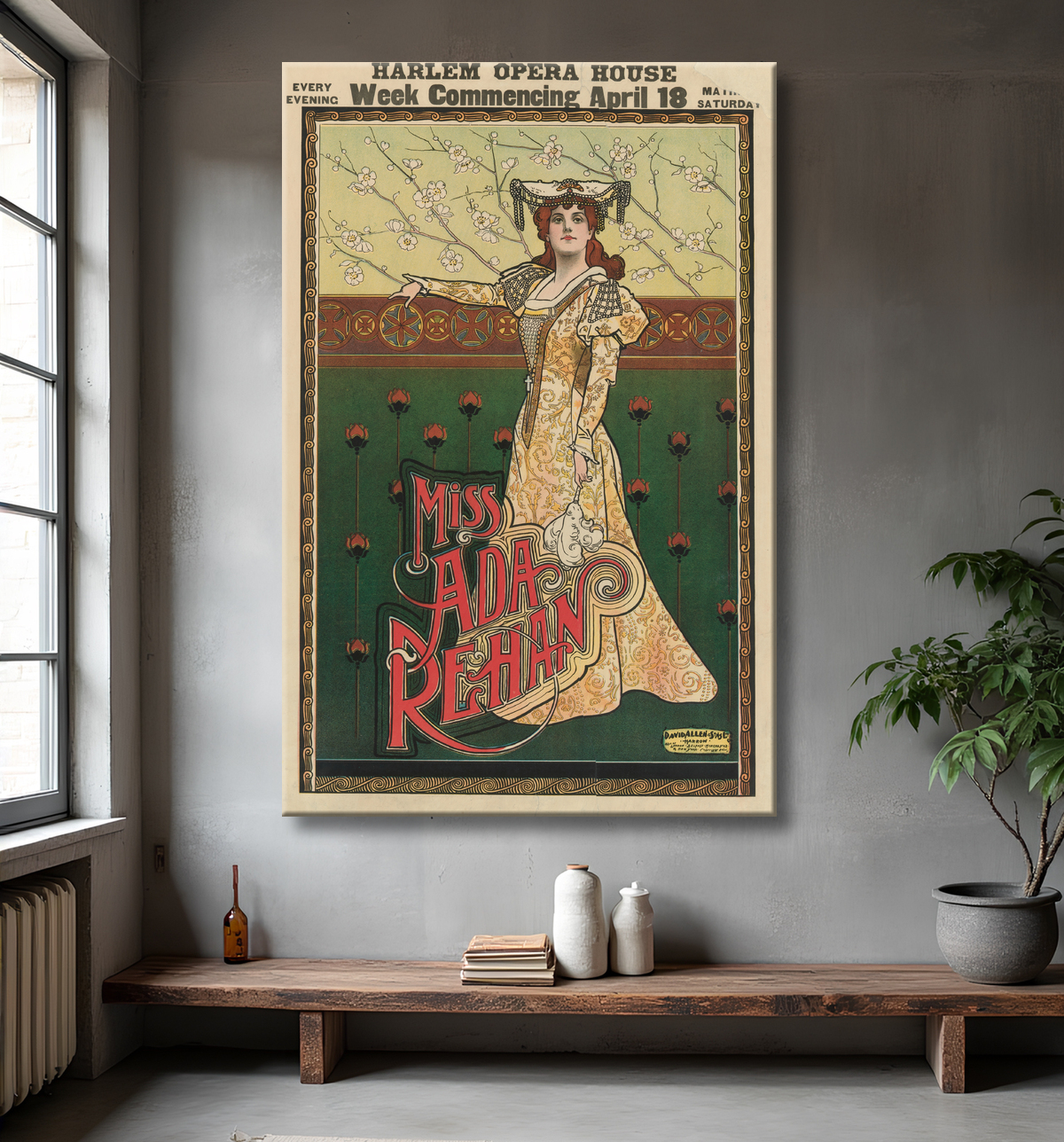 Reproduction Il y a Rehan de David Allen & Sons Ltd. Lithography Company, active c. 1890s - 1920s avec decor