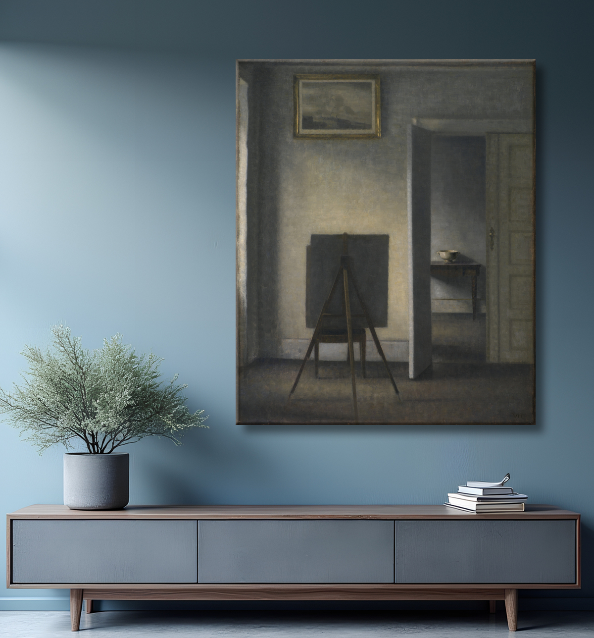 Reproduction Intérieur avec chevalet d'artiste de Hammershøi, Vilhelm avec decor