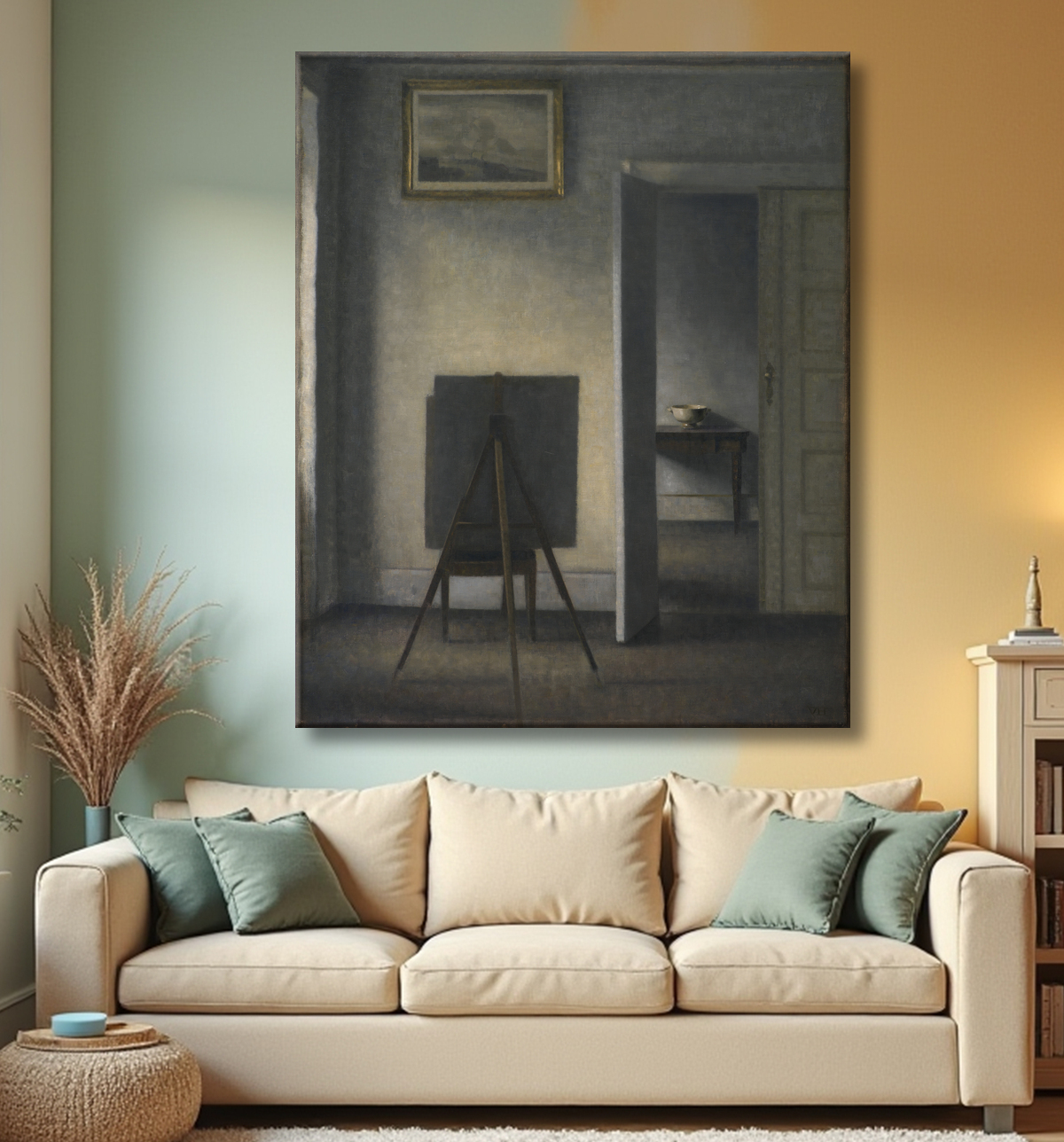 Reproduction Intérieur avec chevalet d'artiste de Hammershøi, Vilhelm avec decor