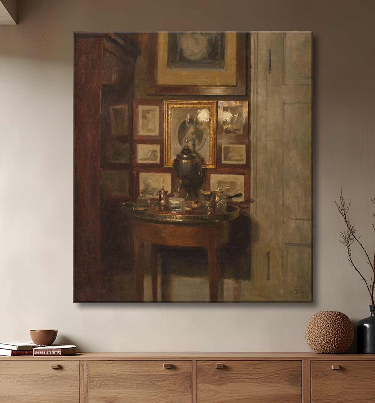 Reproduction Intérieur avec un samovar. Soir de Ilsted, Peter avec decor
