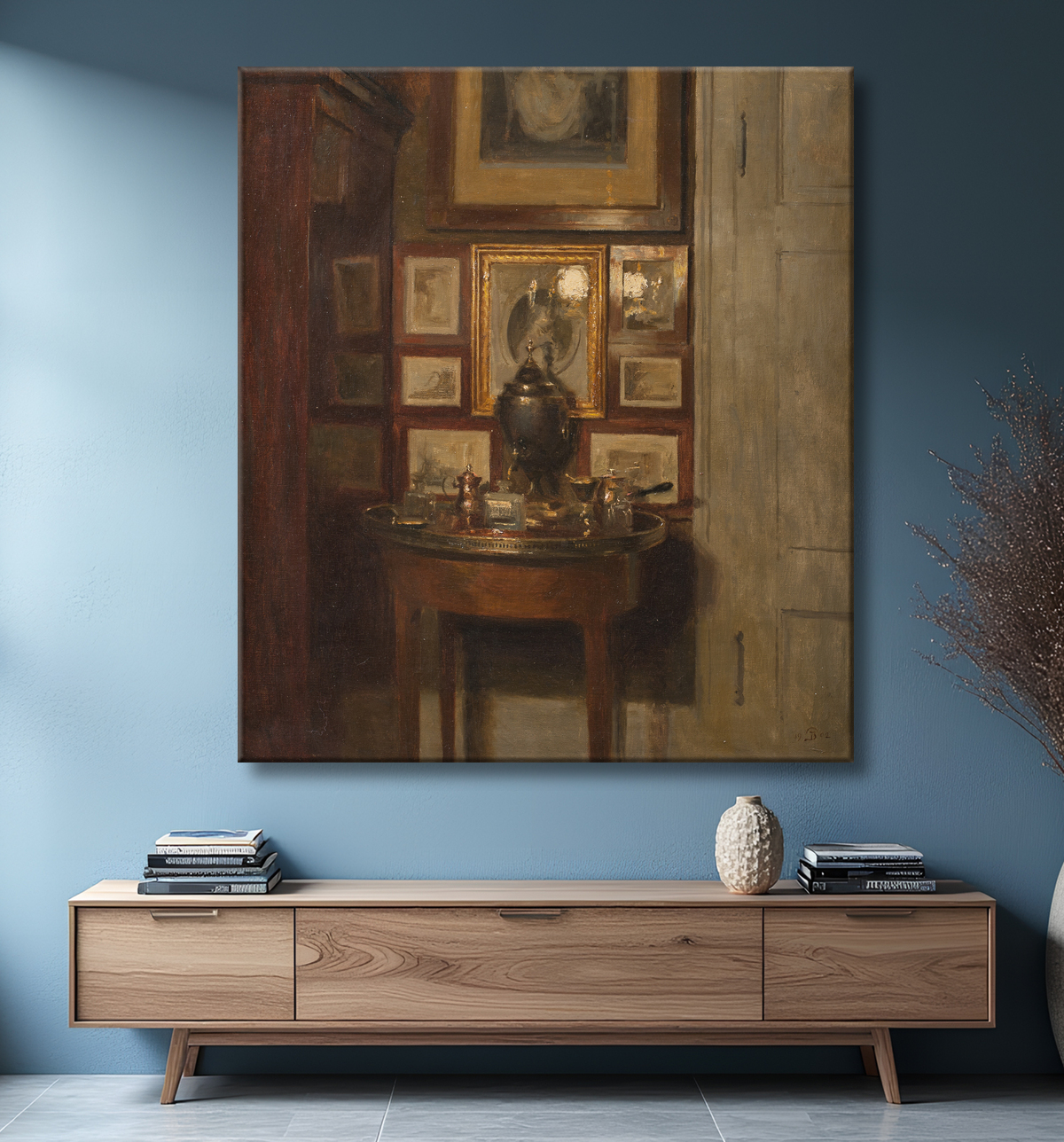 Reproduction Intérieur avec un samovar. Soir de Ilsted, Peter avec decor