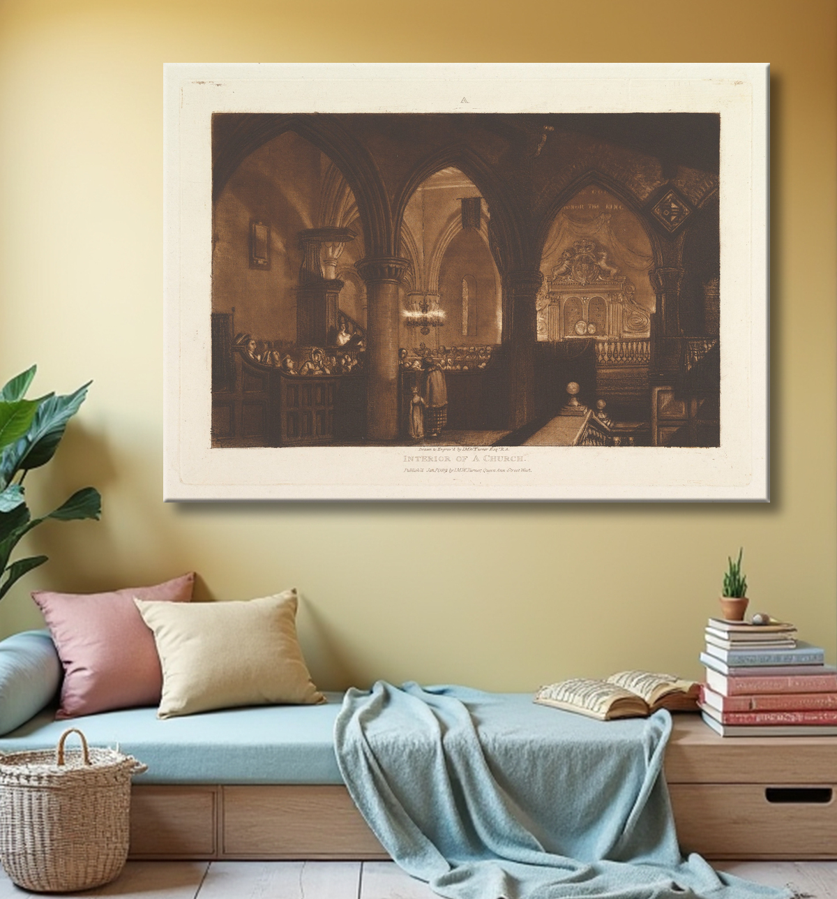 Reproduction Intérieur d'une église (Liber Studiorum, partie XIV, planche 70) de Joseph Mallord William Turner avec decor