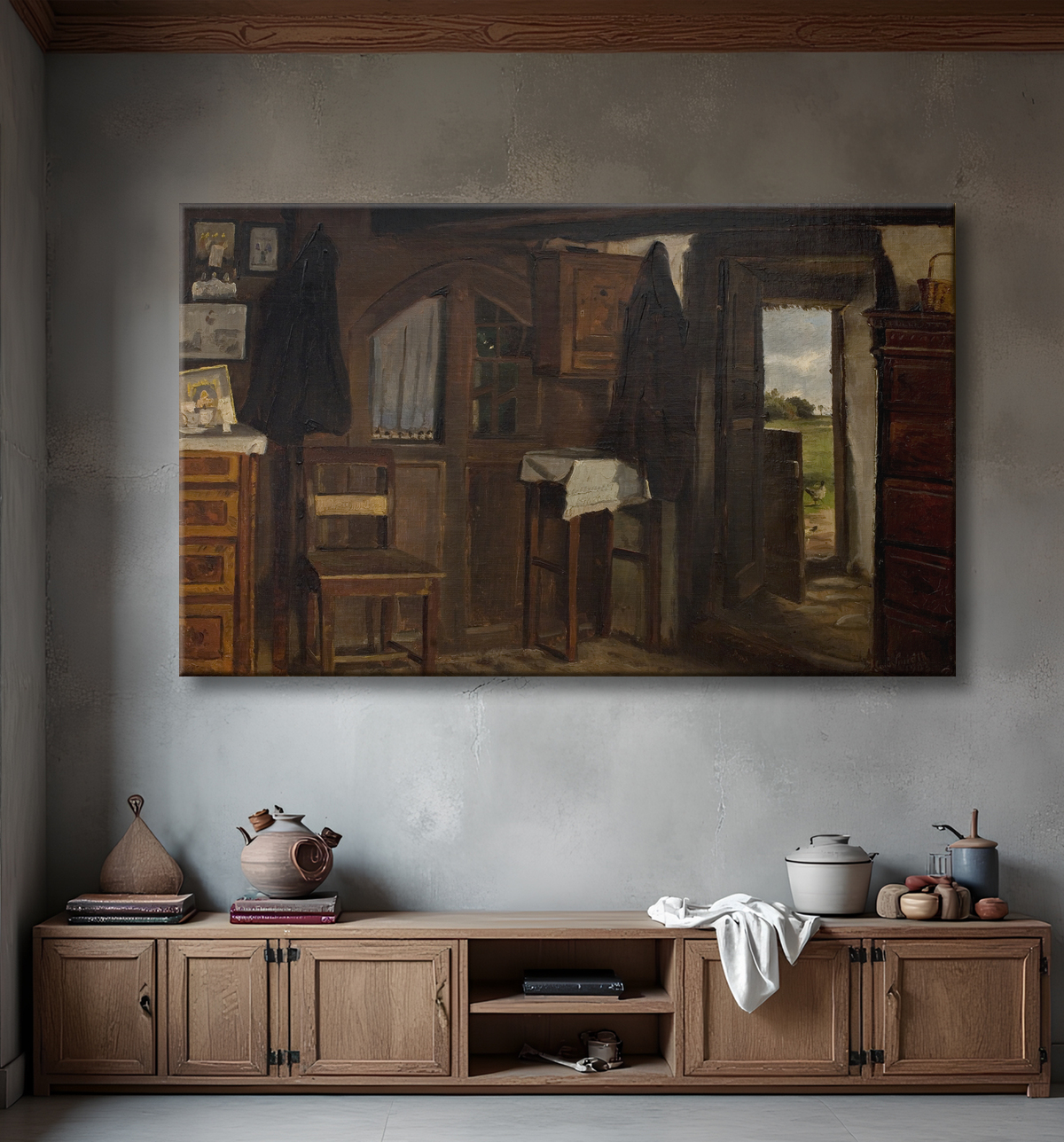 Reproduction Intérieur d'une ferme de Smidth, Hans avec decor