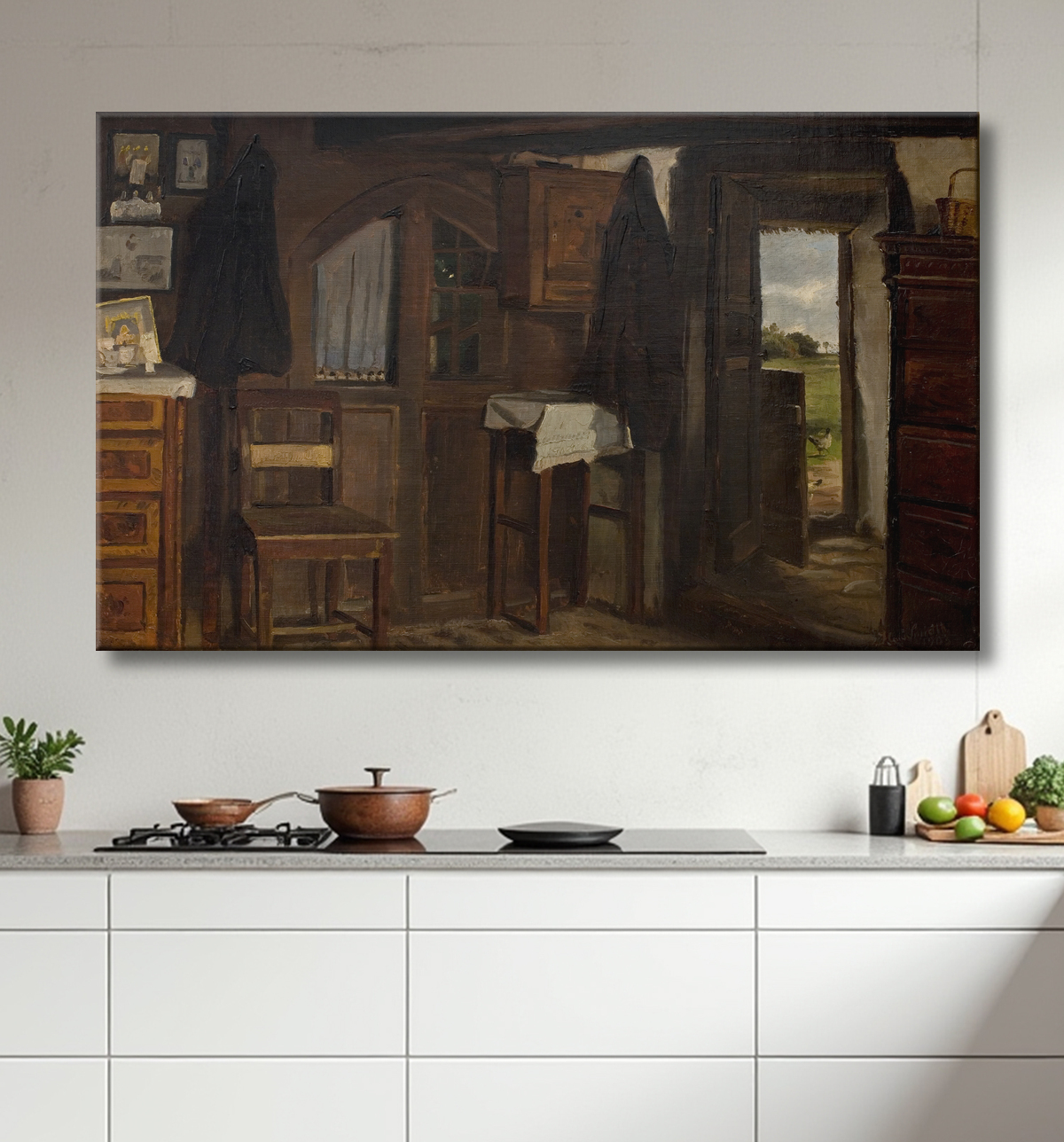 Reproduction Intérieur d'une ferme de Smidth, Hans avec decor
