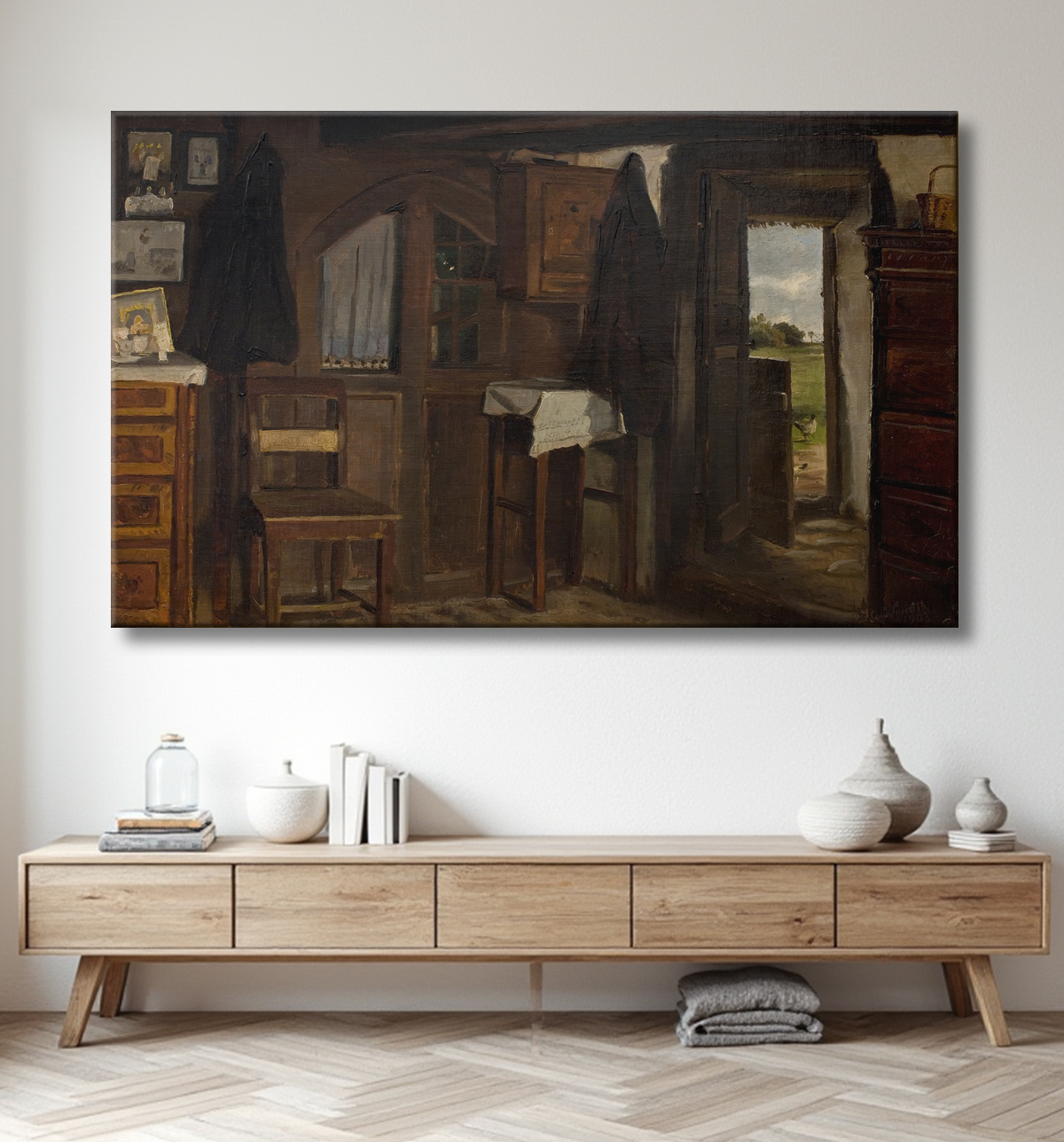 Reproduction Intérieur d'une ferme de Smidth, Hans avec decor