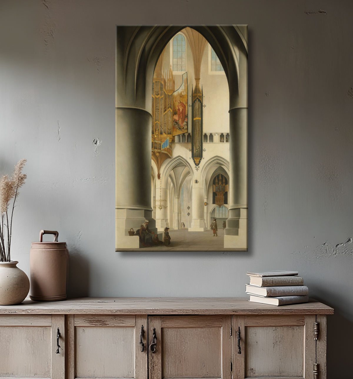 Reproduction Intérieur de l'église Saint-Bavon à Haarlem de Pieter Jansz Saenredam avec decor