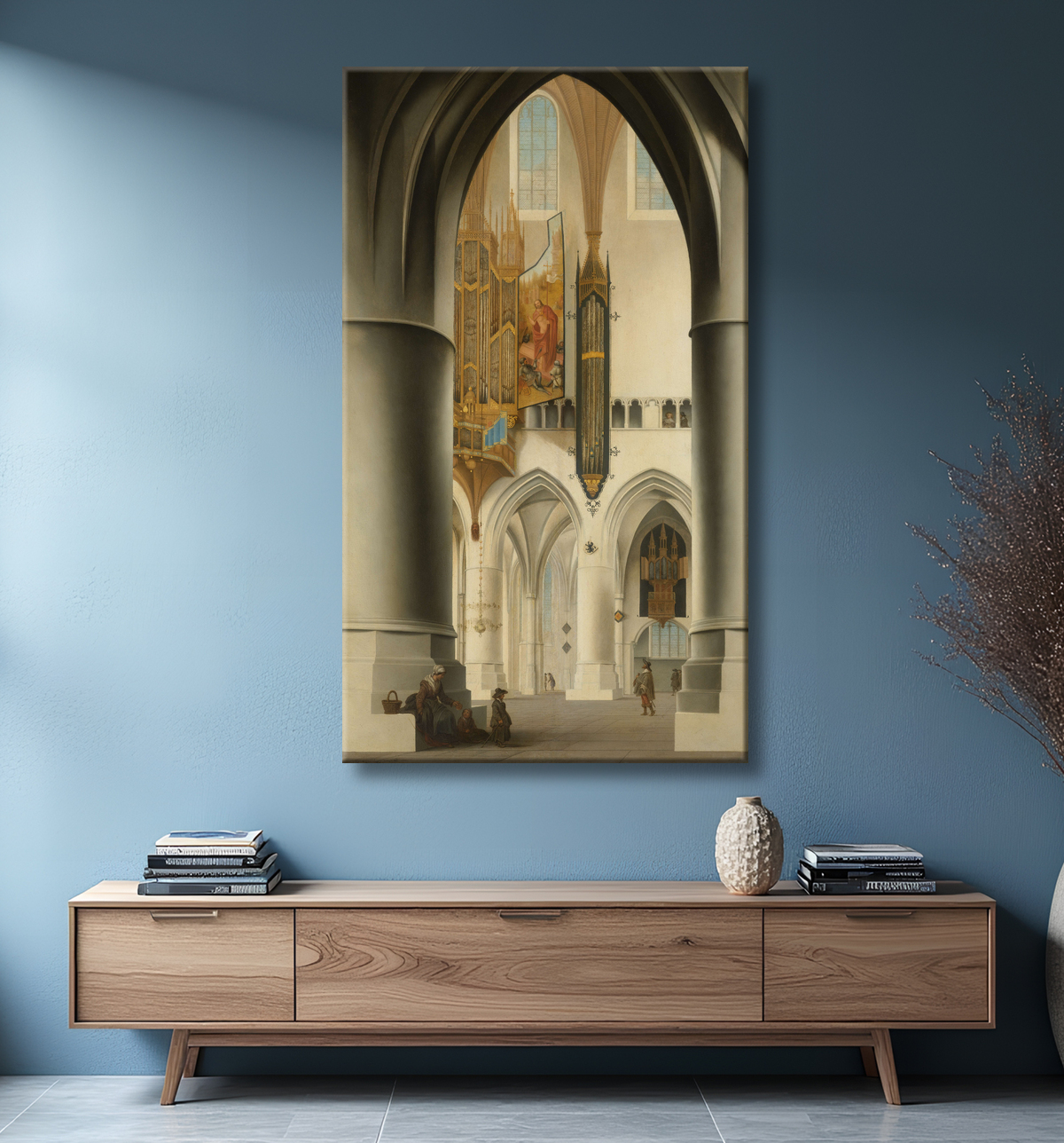 Reproduction Intérieur de l'église Saint-Bavon à Haarlem de Pieter Jansz Saenredam avec decor