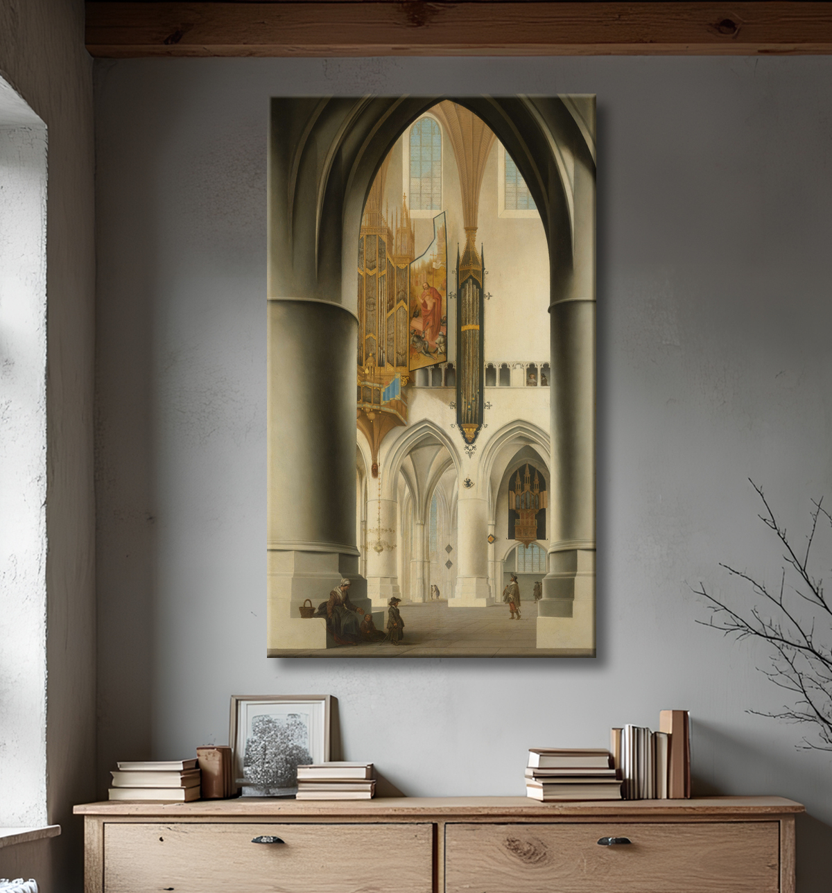 Reproduction Intérieur de l'église Saint-Bavon à Haarlem de Pieter Jansz Saenredam avec decor