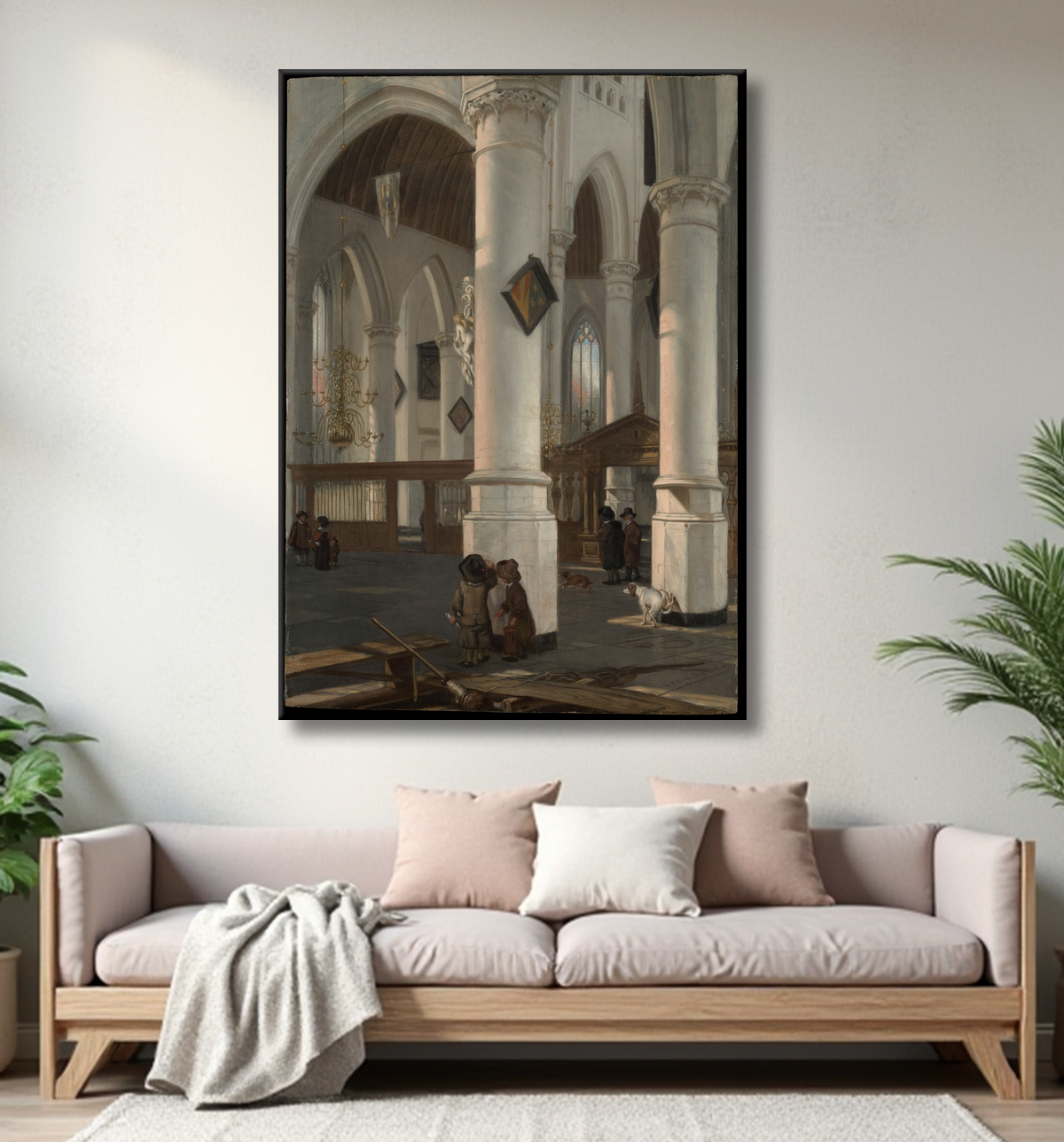 Reproduction Intérieur de l'Oude Kerk, Delft de Emanuel de Witte avec decor
