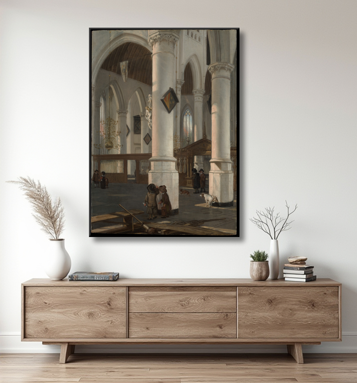 Reproduction Intérieur de l'Oude Kerk, Delft de Emanuel de Witte avec decor