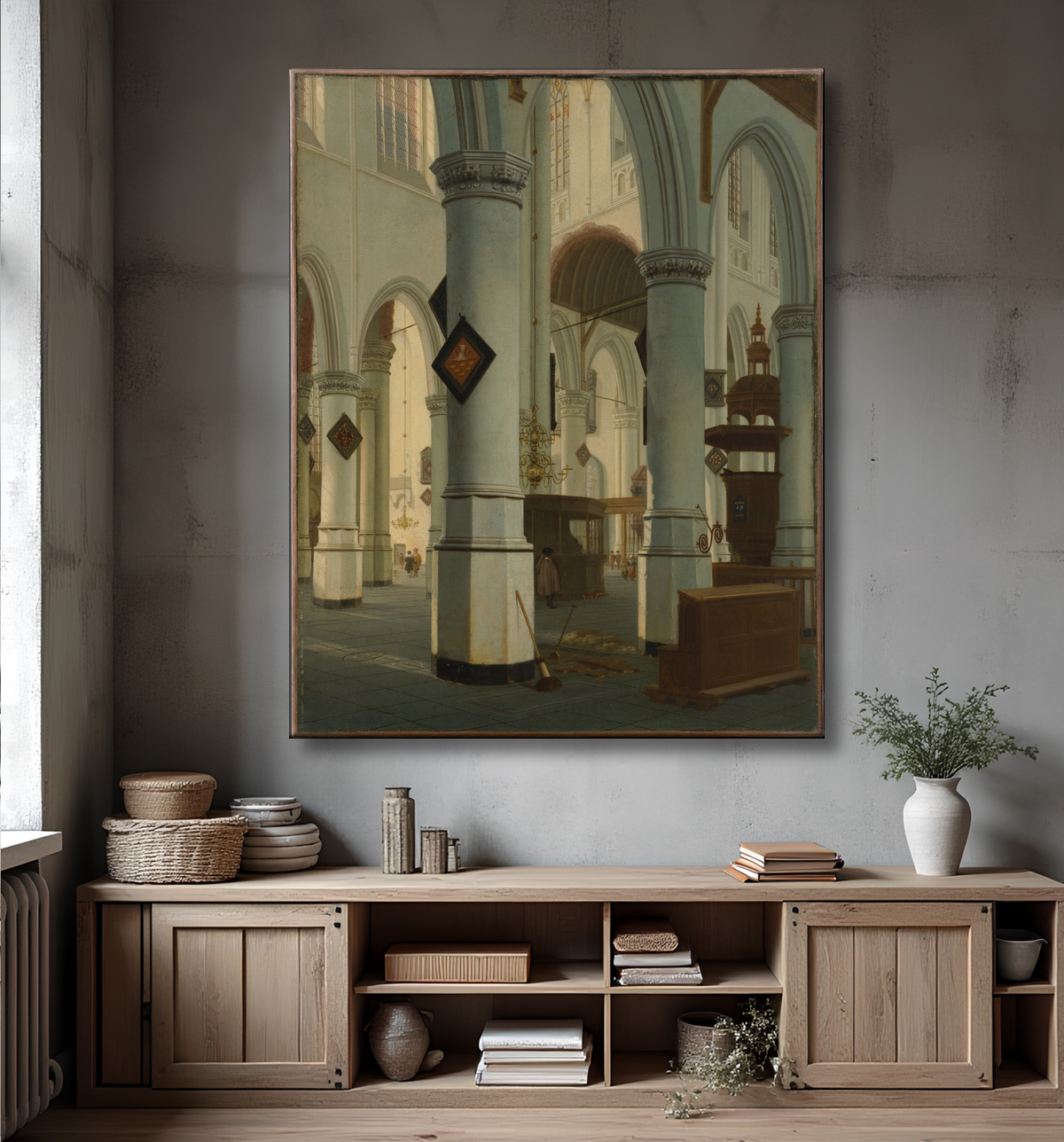 Reproduction Intérieur de l'Oude Kerk, Delft de Hendrick van Vliet avec decor