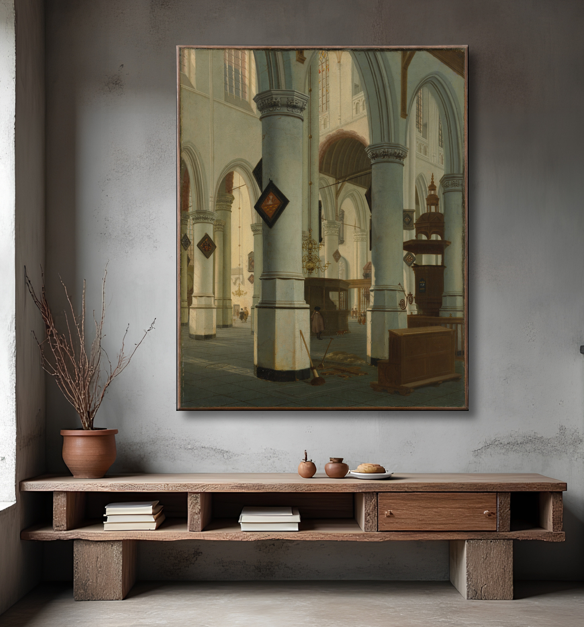 Reproduction Intérieur de l'Oude Kerk, Delft de Hendrick van Vliet avec decor