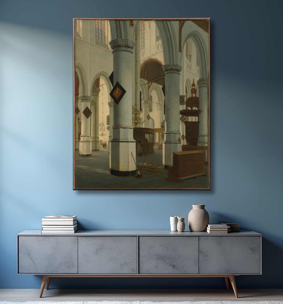 Impression fine art haut de gamme sur toile ou poster encadré d'origine France. Intérieur de l'Oude Kerk, Delft...