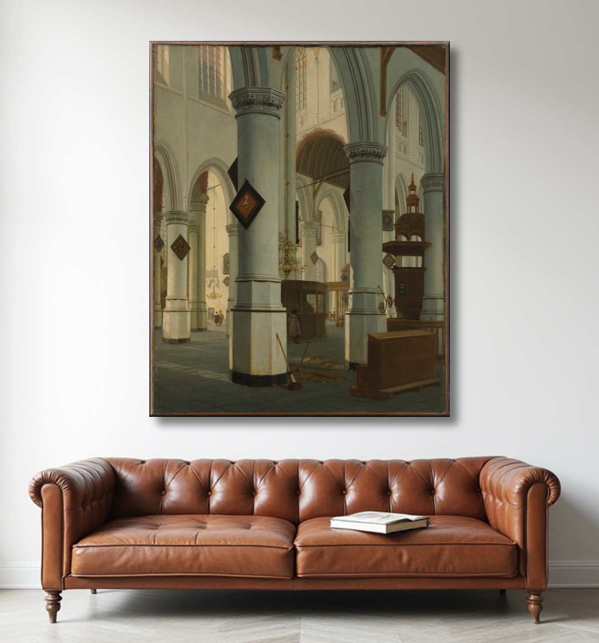 Reproduction Intérieur de l'Oude Kerk, Delft de Hendrick van Vliet avec decor